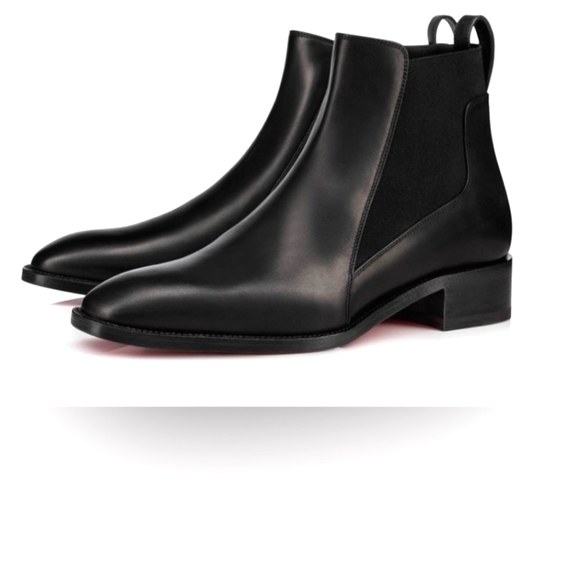 Vgc Christian Louboutin boots black red bottoms 40 10 marmada flat calf heels bo - Picture 1 of 8